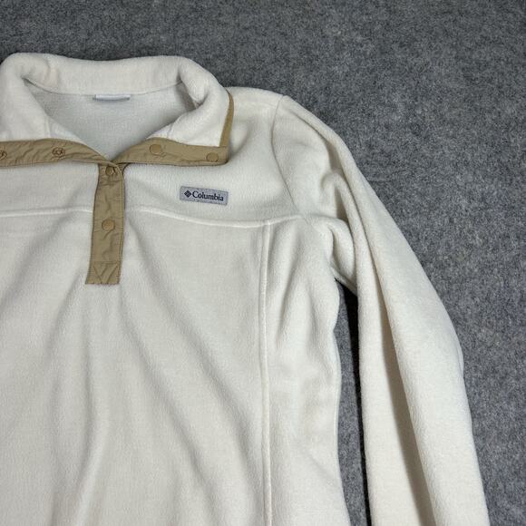 Columbia Sweatshirt Large Benton Springs Half Snap Pullover Sweater Fleece Chalk - Picture 5 of 8